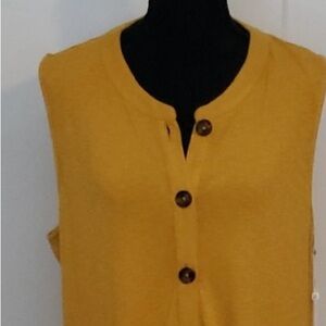 Mustard Yellow Button-Up Sleeveless Dress